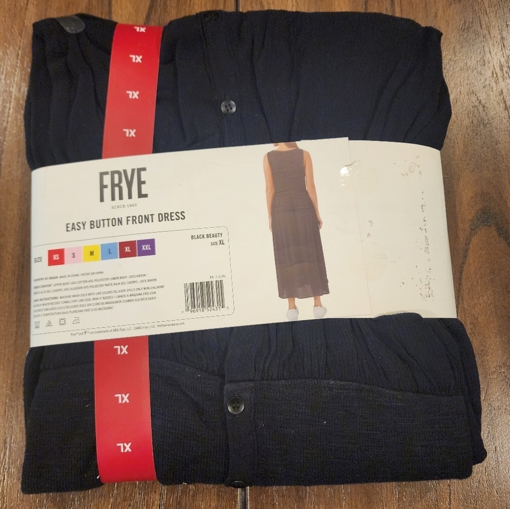 Frye Button Front Midi Maxi sleeveless casual summer Lounge Dress black new xl - Picture 6 of 7